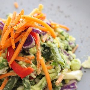 Rainbow Slaw Salad with Creamy Avocado Dressing
