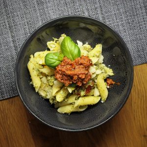 Broccoli and Cauliflower Pesto Pasta